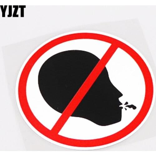 YJZT 10CM*10CM Interesting Warning Mark No Spitting Anywhere Car Sticker Decal PVC Waterproof 13-0694