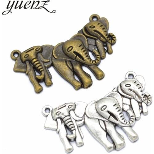 YuenZ 5 pcs Antique Alloy Elephant Charm Pendant Bracelets Necklace Jewelry Findings Accessories Making Craft DIY 44*29mm D9263