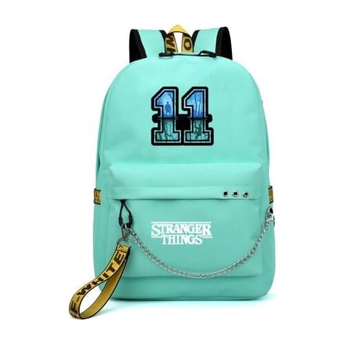 Female backpack Stranger Things Canvas Backpack Canvas Student Schoolbag Women Letters Print Girls Ribbons USB Charge Backpack