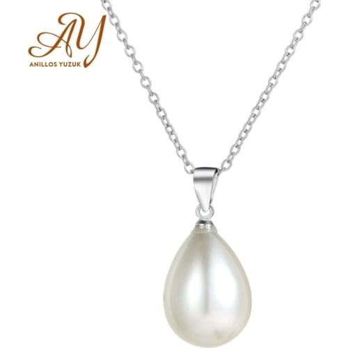 Aneis Bagues 925 Solid Sterling Silver Water Drop Pearls Wedding Engagement Pendent Necklace With Chain Fine Jewelry Wholesale