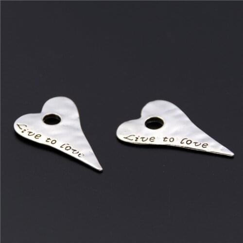 10pcs Silver Color Heart Live To Love Charm Pendant DIY Necklace Bracelet Bangle Findings A2468