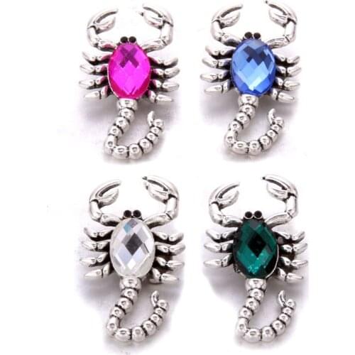 10pcs/lot New Scorpion Snaps Jewelry Randomly Mixed Crystal Metal 18mm Snap Buttons Women Charm Bracelet & Bangle Snap Button