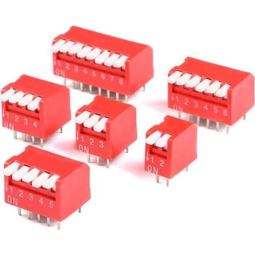 10pcs DIP switch side dial key type in-line sliding type 2P 4 5 6 8-bit 2.54mm pitch in-line