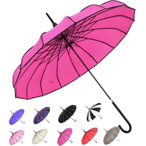 20 pcs/lot) Top Quality Straight Solid Fashion Sunny And Rainy Pagoda Umbrella 8 color
