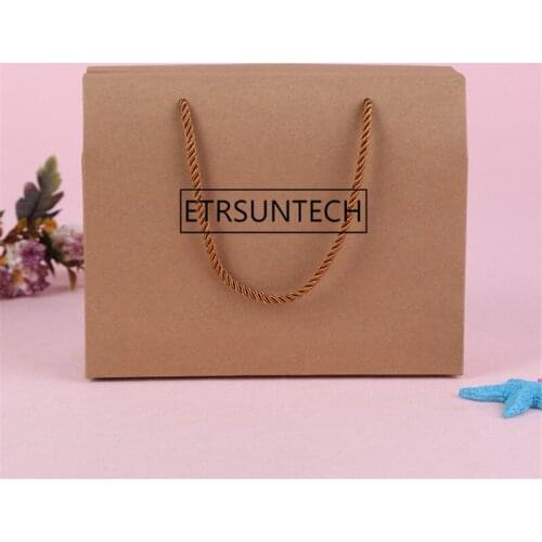 200pcs/lot Vintage Kraft Paper Gift Box Nut Fruit Packing Boxes Kraft Paper Gift Handle Boxes 25cmx10cmx20cm