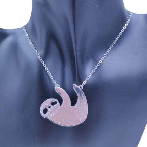 2021 New Cute Australia Sloth Animal Pendant Necklace Gold Silver Plated Jewelry For Women Male Female Punk Christmas Cartoon
