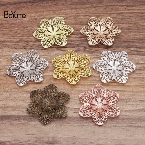 BoYuTe (50 Pieces/Lot) 40MM Metal Brass Filigree Flower Findings Diy Hand Made Jewelry Materials Wholesale