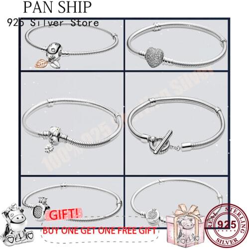 Original 925 Sterling Silver Crown And Heart With Crystal Button Pan Bracelet Fit European Charm Bracelets Women Jewelry