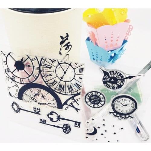 The Clock Key Transparent Rubber Stamp Silicone Seal Photo Album Decoration Clear Stamp Sheets DIY Scrapbooking Stationery