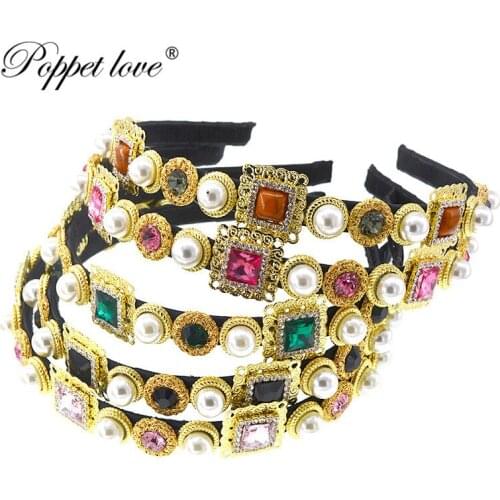 5 colors Wedding Party Artificial gold hairband Travel party Sisters colorful Crystal Decoration Photo Props Hair Headwear