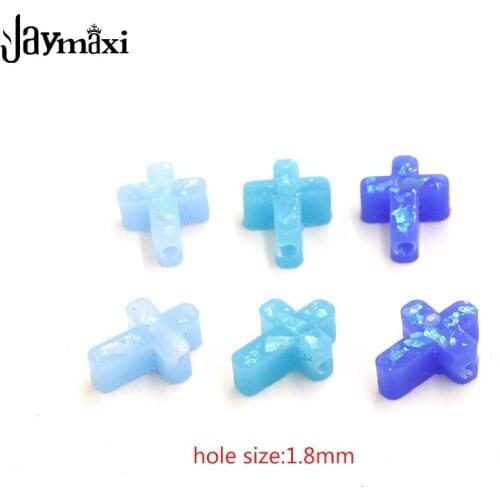 Jaymaxi Cross Opal Charms 11.5* 8.7mm DIY Jewelry 1.8mm Horizontal Vertical Hole Bead For Women Necklace Bracelet 20Piece/lot