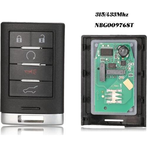 Jingyuqin 315/433MHZ NBG009768T Smart Key For Cadillac SRX 2010 2011 2012 2013 2014 keyless Entry 5 Buttons Remote Car Key