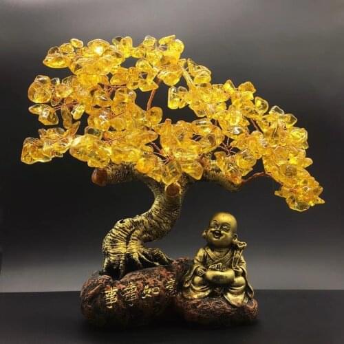 Stones and crystals citrine quartz crystal gem money tree for holiday gift money wealth bay