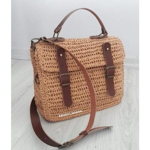 Real leather bag set double clamshell