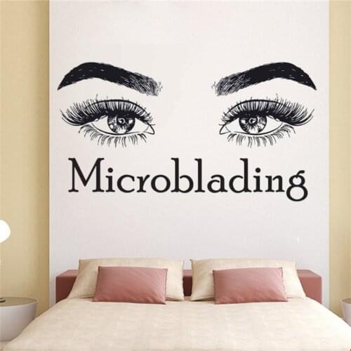 Beauty Salon Wall Decal Microblading Make Up Wall Art Mural Eyelashes Make Up Vinyl Decals Removable FK-28
