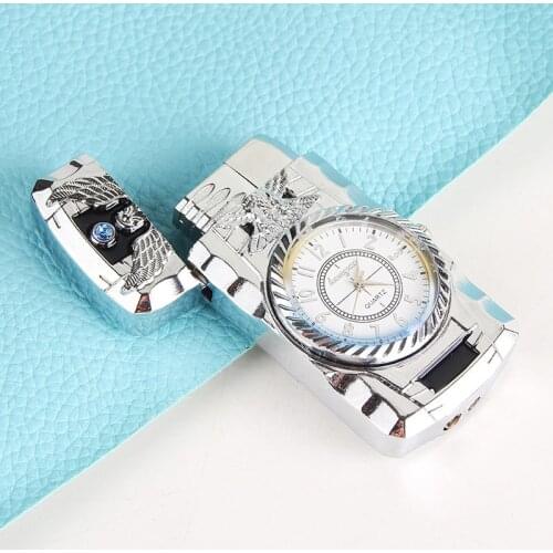 Creative Metal Inflatable Lighter Straight Into Colorful Light Watch Cigarette Lighter Smoking Accessories for Weed Cool Lighter