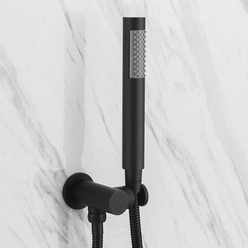 Brass Round black Hand Held Shower Head With Wall Connector Movable holder &1.5m Hose Set Water Saving Copper Handheld Sprayer