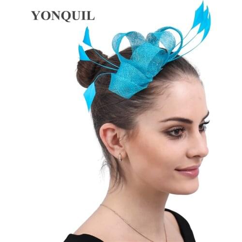 Sinamay Wedding Fashion Fascinator Hat Hair Clip Elegant Women Elegant Nice Headwear With Fancy Feather Headdress Cocktail Race