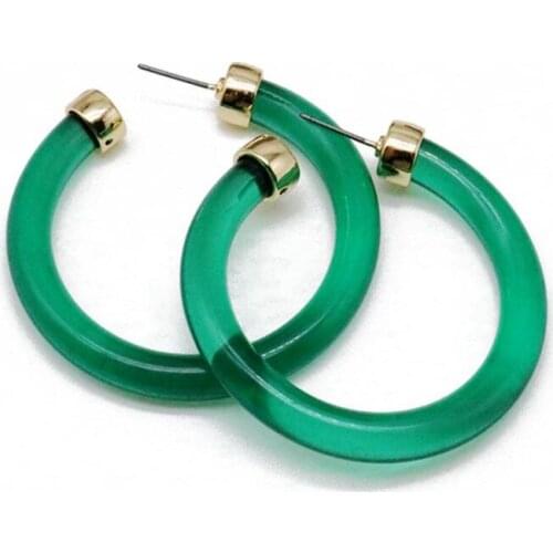 Green Resin C Shaped Fashion Cute Stud Earring