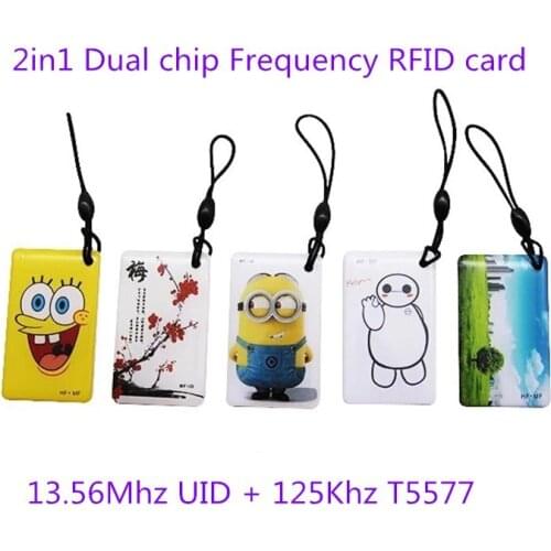 10pcs IC+ID UID Rewritable Composite Key Tags Keyfob Dual Chip Frequency RFID 125KHZ T5577 EM4305+13.56MHZ Changeable Writable