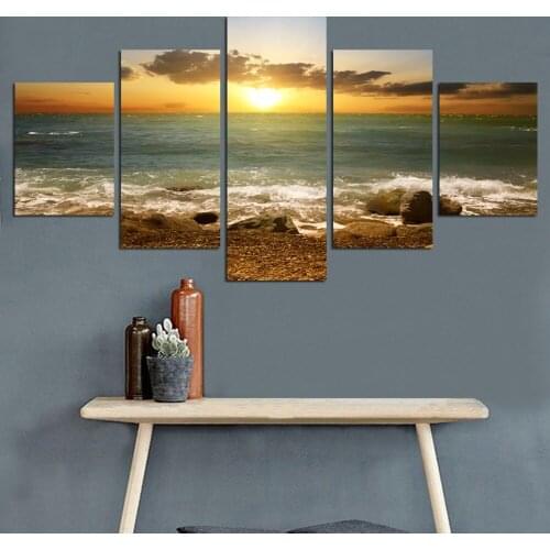Single Ocean Prints Wall Art Canvas Sunset Seascape Paintings Home Decor Canvas