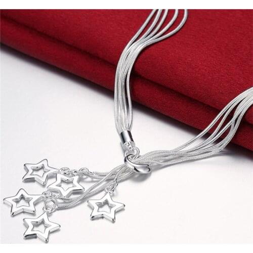 New 925 Sliver Five-star Snake Chain Beautiful Necklace Fashion Jewelry For Women Engagement Birthday Party Trendy Gift