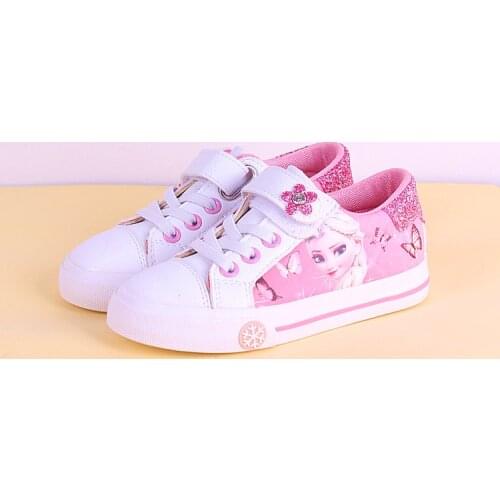 Frozen girls soft cartoon non-slip soft bottom shoes disney fabric pu kids casual shoe for kids gift