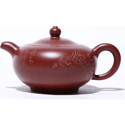 Carved Niu Cover Lotus Seed Pot Zisha Teapot Yixing Handmade Pot Kung-fu Teaware Purple Clay Drinkware For Puer Green Black