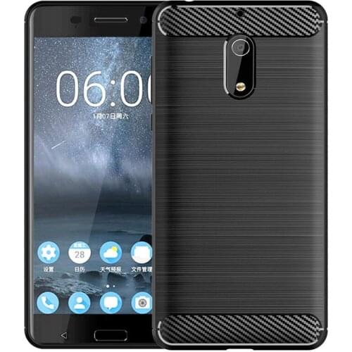 Luxury Carbon Fiber Soft silicone TPU Anti Scratch Shockproof Back Original Case for Nokia 6 (2017) 5.5" Cover Cases