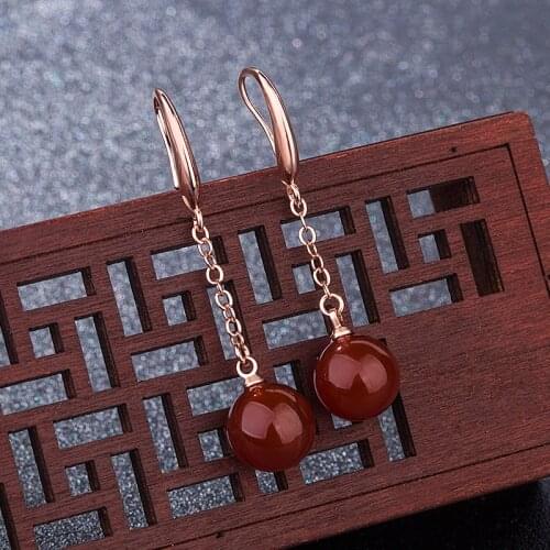DIWENFU 14K Rose Gold Drop Earring Natural Jade Jewelry Bizuteria Women Oorbellen Orecchini Garnet Emerald Gemstone Earrings