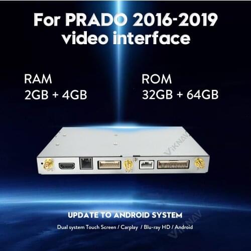 Android system GPS navigation car video interface for Toyota Prado 2016-2019 auto radio DVD player interface system upgrade