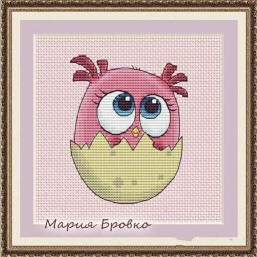 Top MM Counted Cross Stitch Kit Fan blowing a fan Handmade Needlework For Embroidery 14ct Cross Stitch Baby Owl