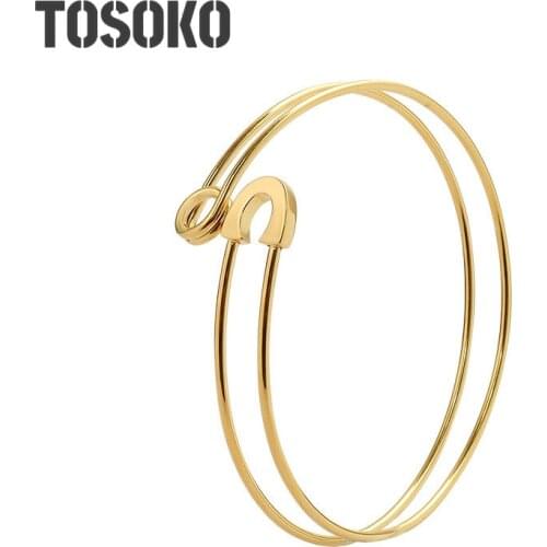 TOSOKO Stainless Steel Jewelry Pin Opening Adjustable Bracelet Ring For Female BSZ206