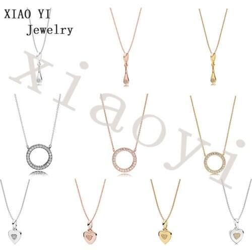 XIAOYI 2020 S925 3- color circle beanbead love pendant ornaments a variety of styles to choose fashionable charm necklace female