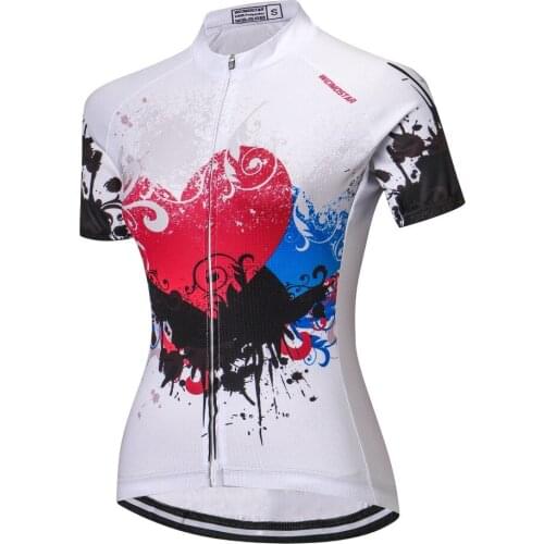 New weimostar women cycling jersey bike team clothing Love heart shirts top mtb roupa ciclismo short sleeve outdoor sportswear