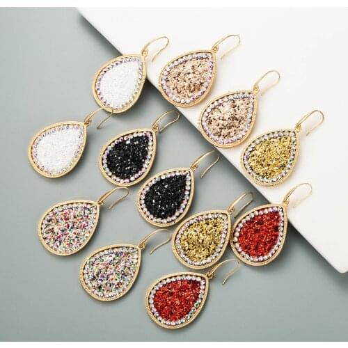 2021 New Vintage Teardrop Blingbling Around AB Crystal Colorful Glitter Drop Earrings for Women