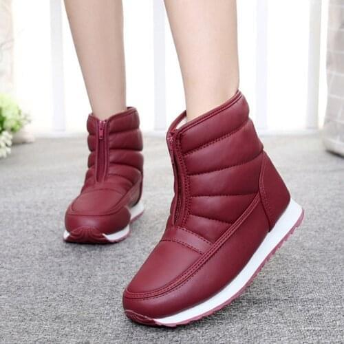 Women Boots 2021 New Winter Boots For Women Waterproof Warm Snow Botas Mujer Zipper Ankle Boots Low Heels Winter Shoes Women