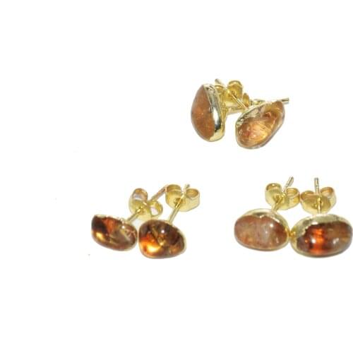 Natural Crystal Quartz stud earrings for women Yellow Citrines 1pc Small Energy stone irregular charms women earrings 2019