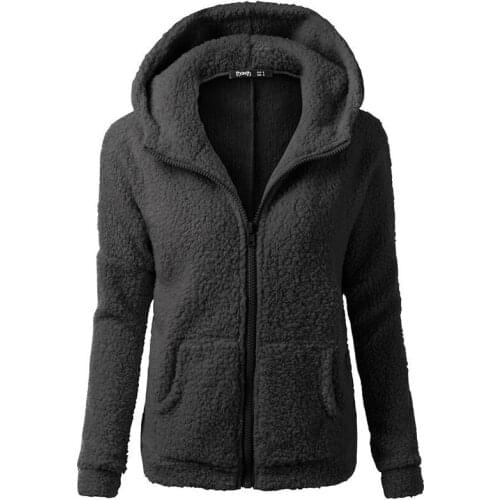 Women Winter Warm Thick Long Sleeve Plus Velvet Solid Zip-Up Coat 2021 Woman Clothes Casual Loose Hoodies Female Tops