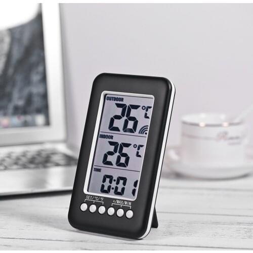 LCD Wireless Indoor/Outdoor Digital Thermometer Clock Temperature Meter Weather StationTemperature Tester Testing Tools