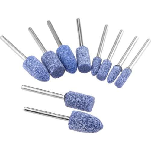 10 Pcs 3mm 1/8" Shank Grinding Head Abrasive Mounted Stone Drill Bit Set Multi Grinder Tool Rotary Polishing Grinding Burr Wheel