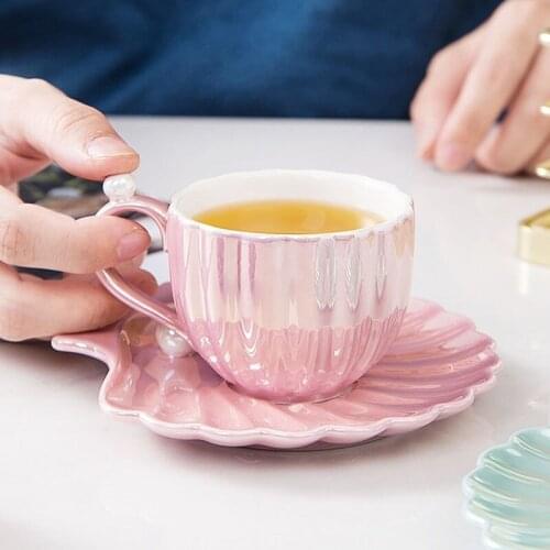 European Elegance Pink Cup Simple Coffee Cup And Saucer Ceramic Tea Mug Tea Set 120ml/240ml Espresso Cup Set Luxury Gift