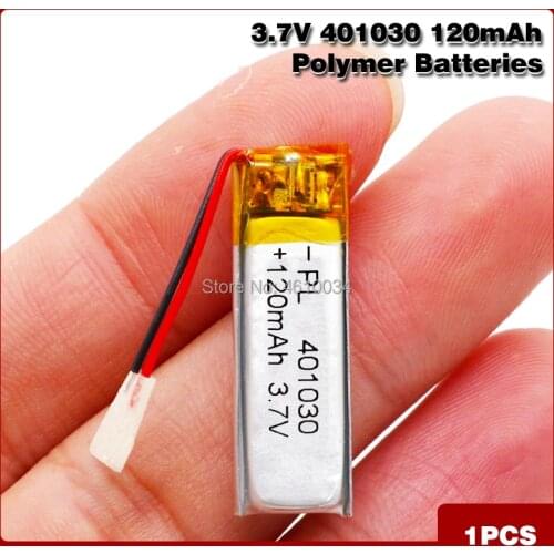 3.7V 120mAh 30*10*4mm 401030 lithium ion li ion battery for MP3 MP4 MP5 DVD toy mobile bluetooth earphone lipo Rechargeable cell