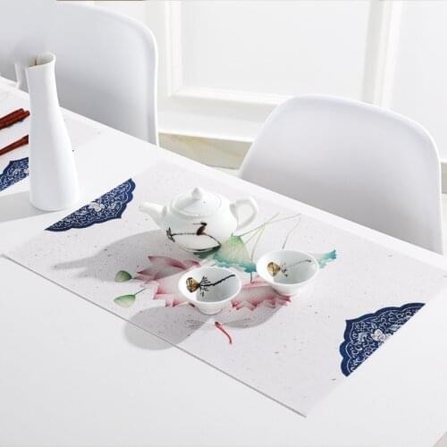 4 pieces of PVC napkin insulation pad Chinese Ink painting non-slip table Western food water coaster Kung Fu tea set pad