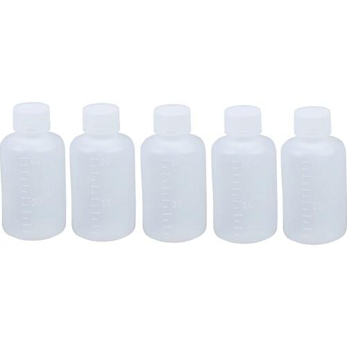 60ml Clear Plastic Cylinder Shaped Chemical Agent Bottle 5 Pcs