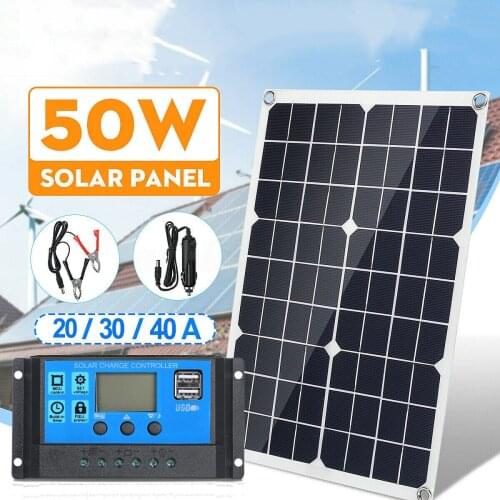50W 12V Solar Panel Battery Charger PWM Controller Regulator Dual 12v/5v USB Waterproof Solar Cells Poly Solar Cells for Car