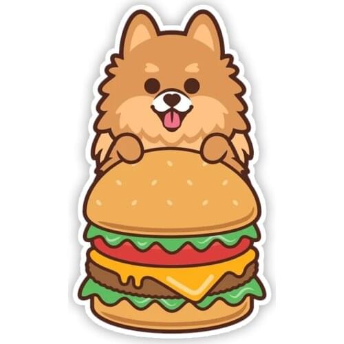 A0156# 13 cm/17 cm Self-adhesive Decal POMERANIAN BURGER Car Sticker Waterproof Auto Decors on Bumper Rear Window Laptop