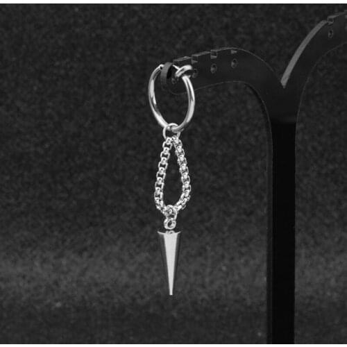 SOHOT Minilism Stainless Steel Tassel Punk Asymmetry Link Chain Unisex Drop Earrings Women Men Birthday Gift Parties