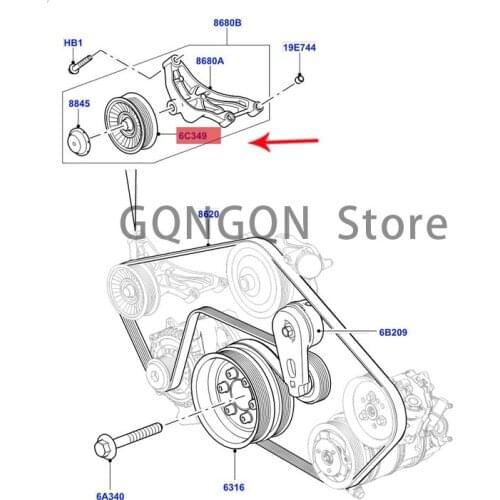 CAR pulley 2010 -2021lan dro ve rdi sco ver y4r ang ero ver spo rtr ang ero ver Idler assembly, drive belt, engine air condition