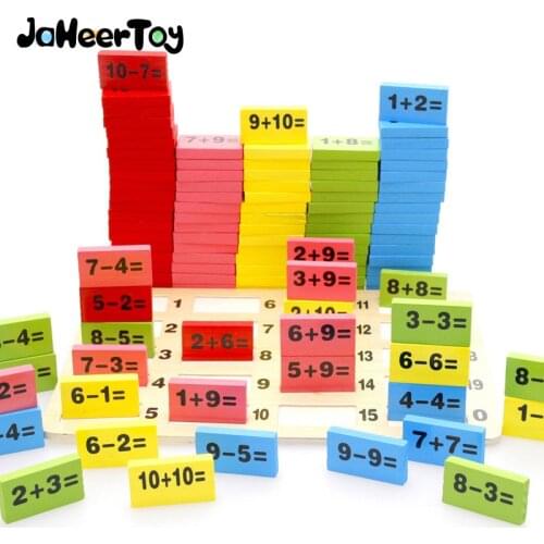 JaheerToy Montessori Educational Toy Wooden Math Toys for Children Domino 3-4-5-6-7-8 Years Old Game Funny Gifts Kids
